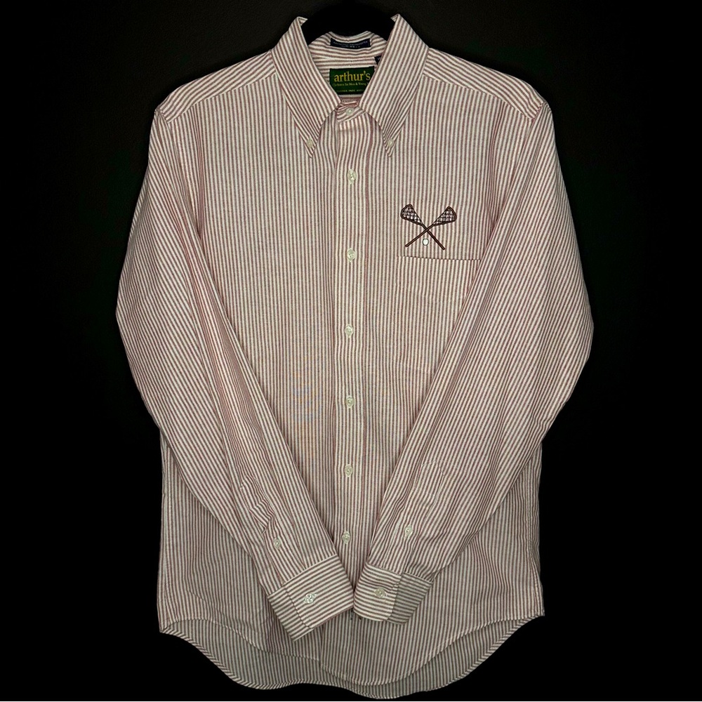 Arthur’s Men's Lacrosse Red and White Striped Shirt- Made in USA American Made